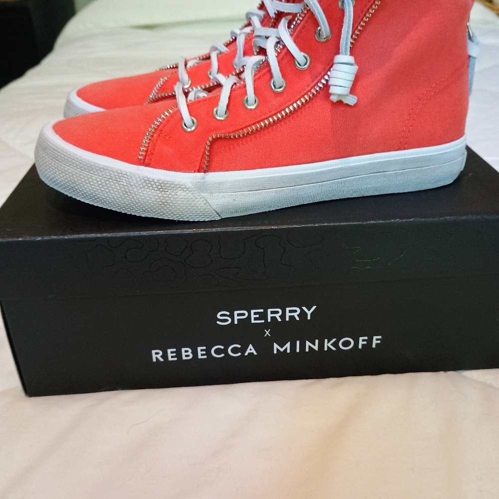 Sperry x Rebecca Minkoff Canvas High Top Sneakers 6.5 NIB Zip Detail Streetwear - Picture 9 of 16
